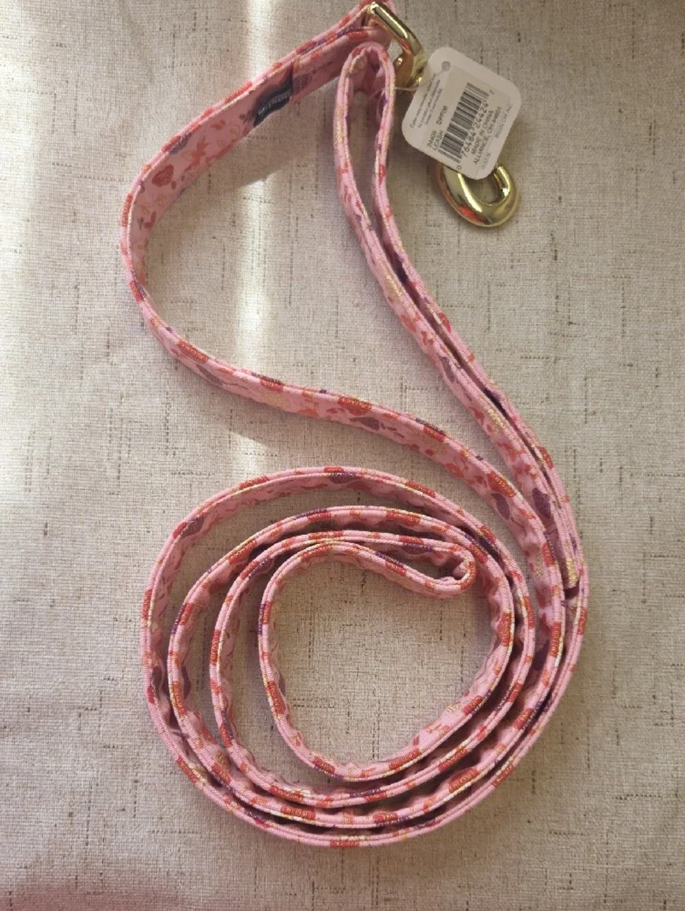 Pink Floral Dog Leash with Gold Hardware 6'